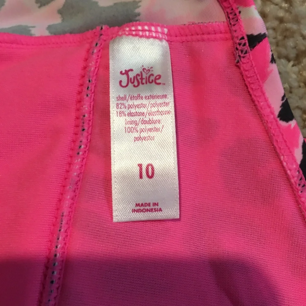 Justice size 10 pink animal print tankini